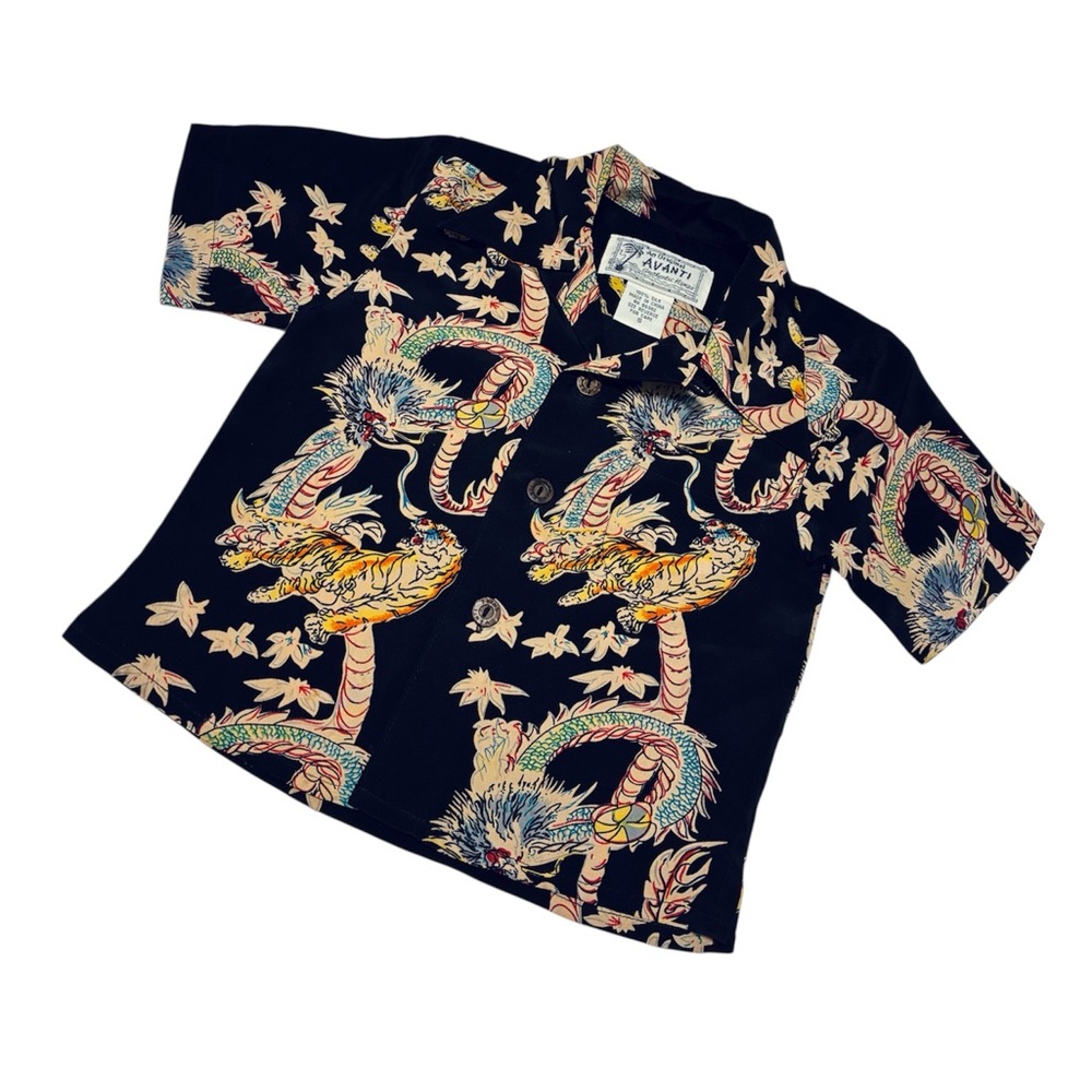 Avanti Kids - Silk Vintage (NEW) Dragon Print Shirt Sz S & L